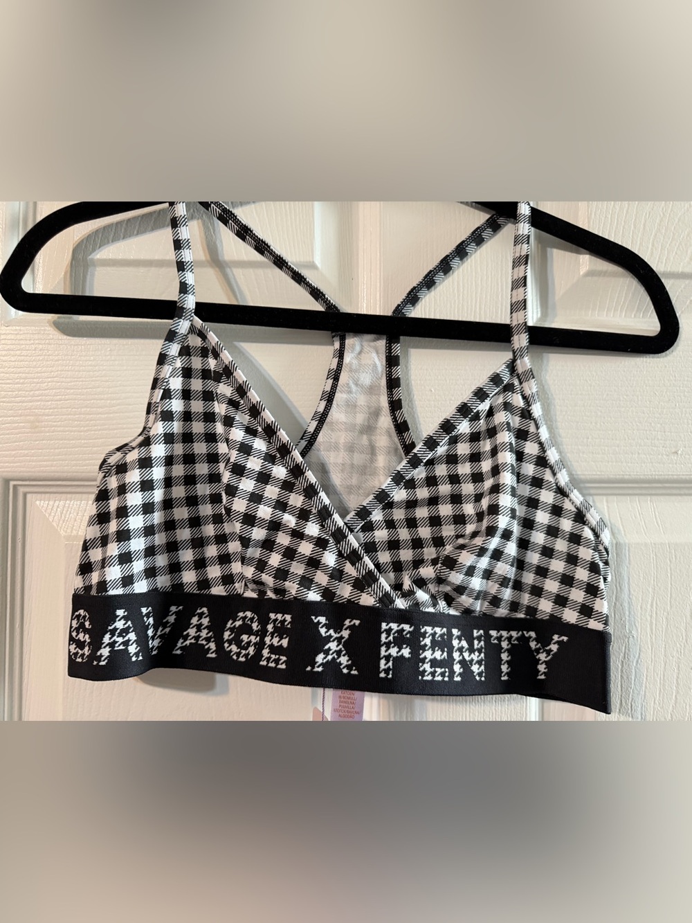 Savage X Fenty Black & White Gingham Racerback Bralette